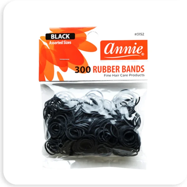 Annie 300 Black Rubber Bands #3152